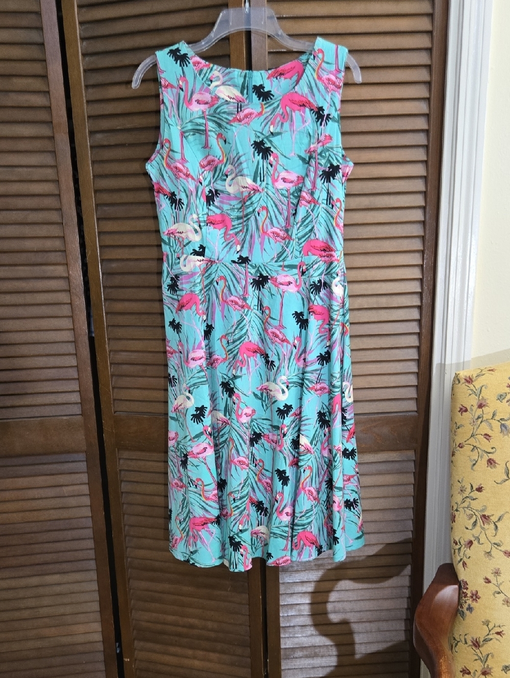 Sucrefas Cotton Flamingo Print Summer Dress. NEW